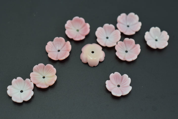 10PCS 10mm pink MOP flower,pink queen conch shell flower