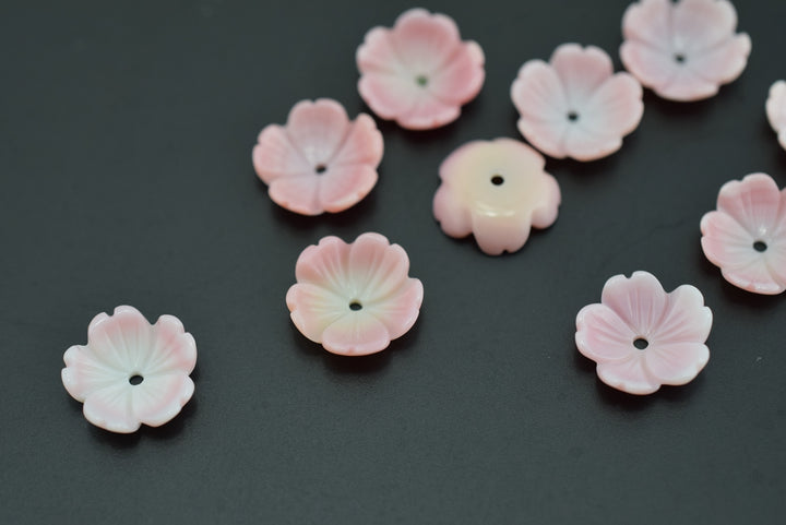 10PCS 10mm pink MOP flower,pink queen conch shell flower