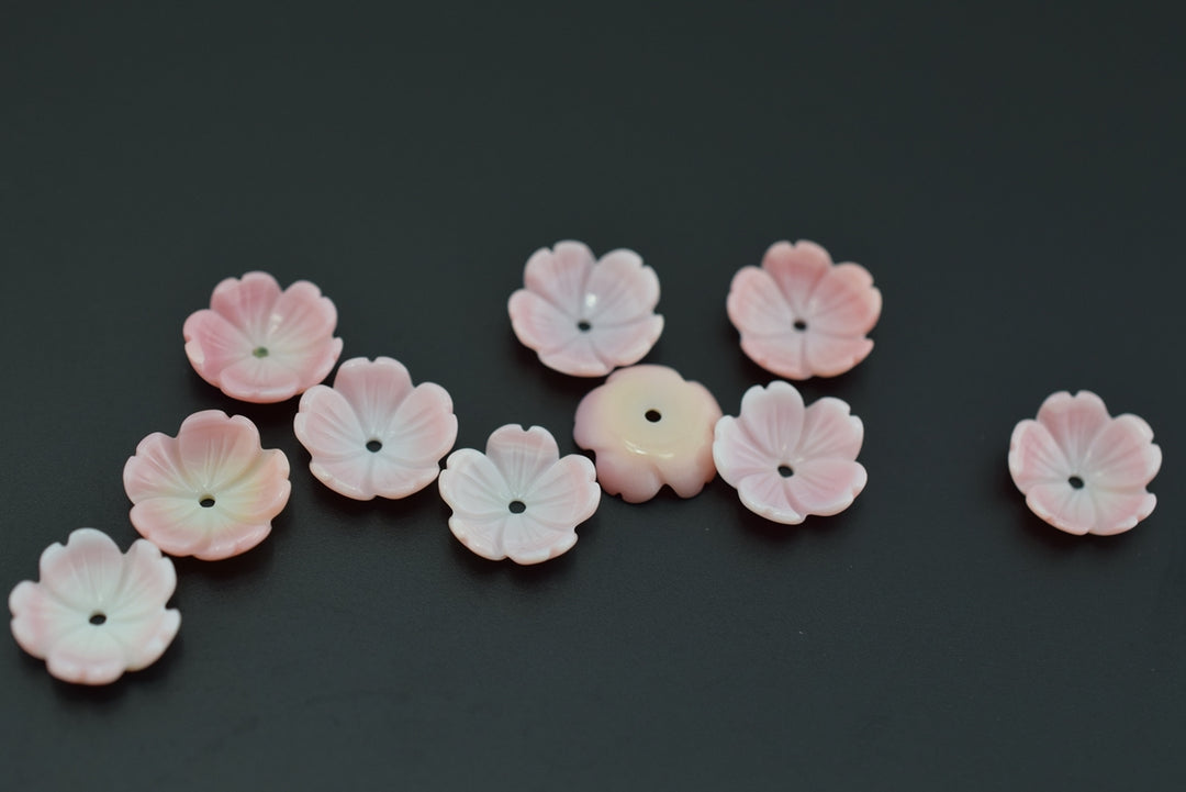 10PCS 10mm pink MOP flower,pink queen conch shell flower