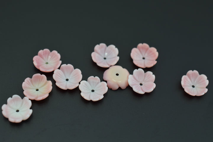 10PCS 10mm pink MOP flower,pink queen conch shell flower