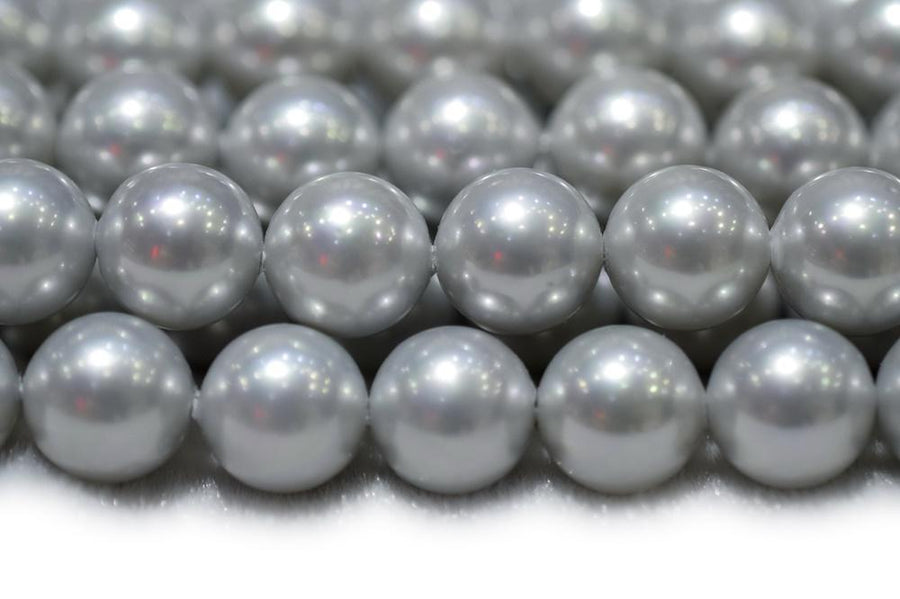 15.5" 8mm/10mm Silver grey Shell pearl round beads,TYA