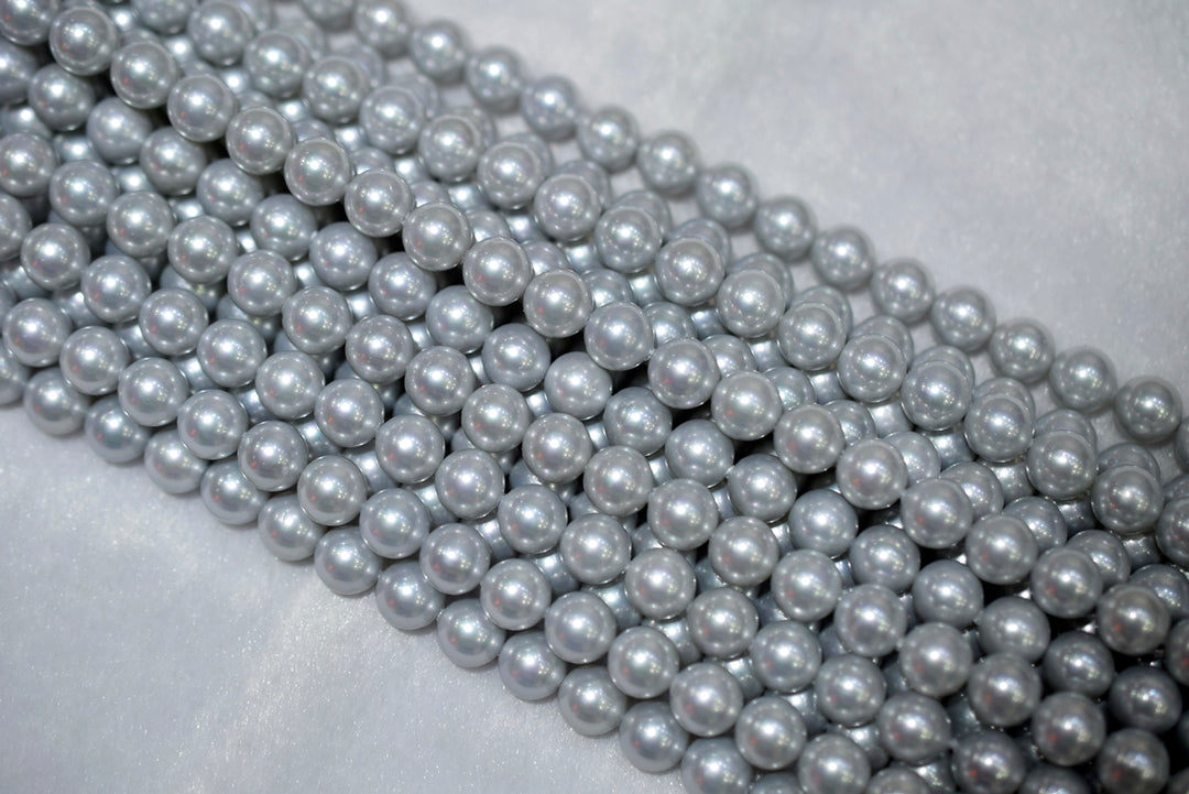 15.5" 8mm/10mm Silver grey Shell pearl round beads,TYA