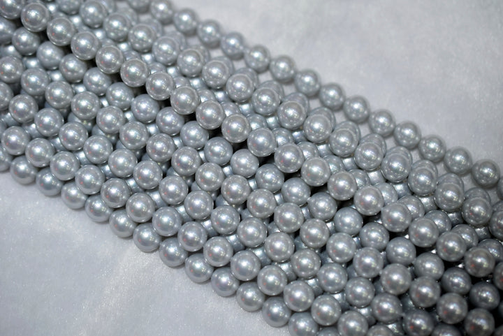 15.5" 8mm/10mm Silver grey Shell pearl round beads,TYA