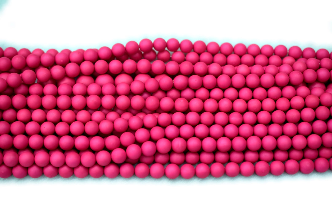 15.5" 8mm/10mm Matte Shell pearl round beads rose red color,HJC9