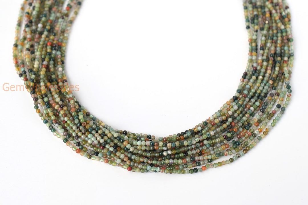 15.5" natural 2mm green Indian agate Round beads Gemstone
