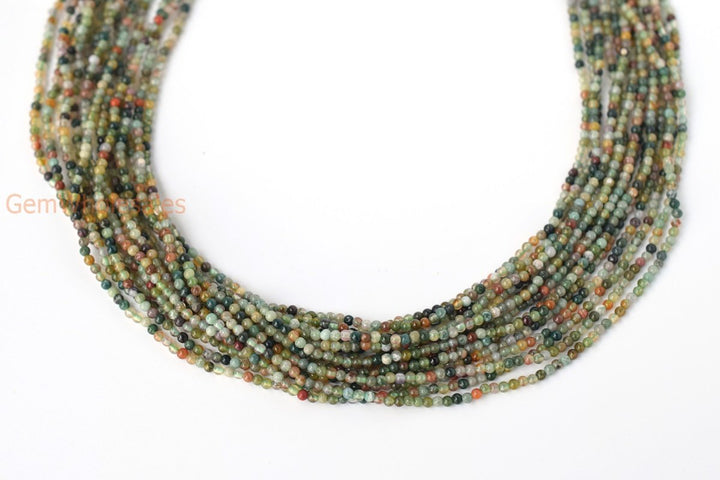 15.5" natural 2mm green Indian agate Round beads Gemstone