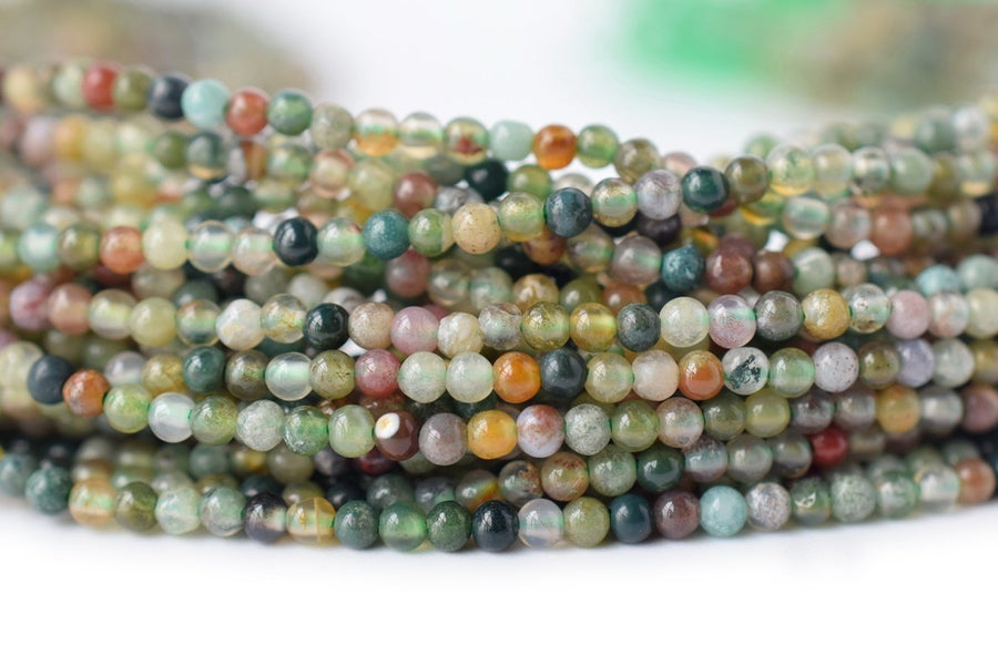 15.5" natural 2mm green Indian agate Round beads Gemstone