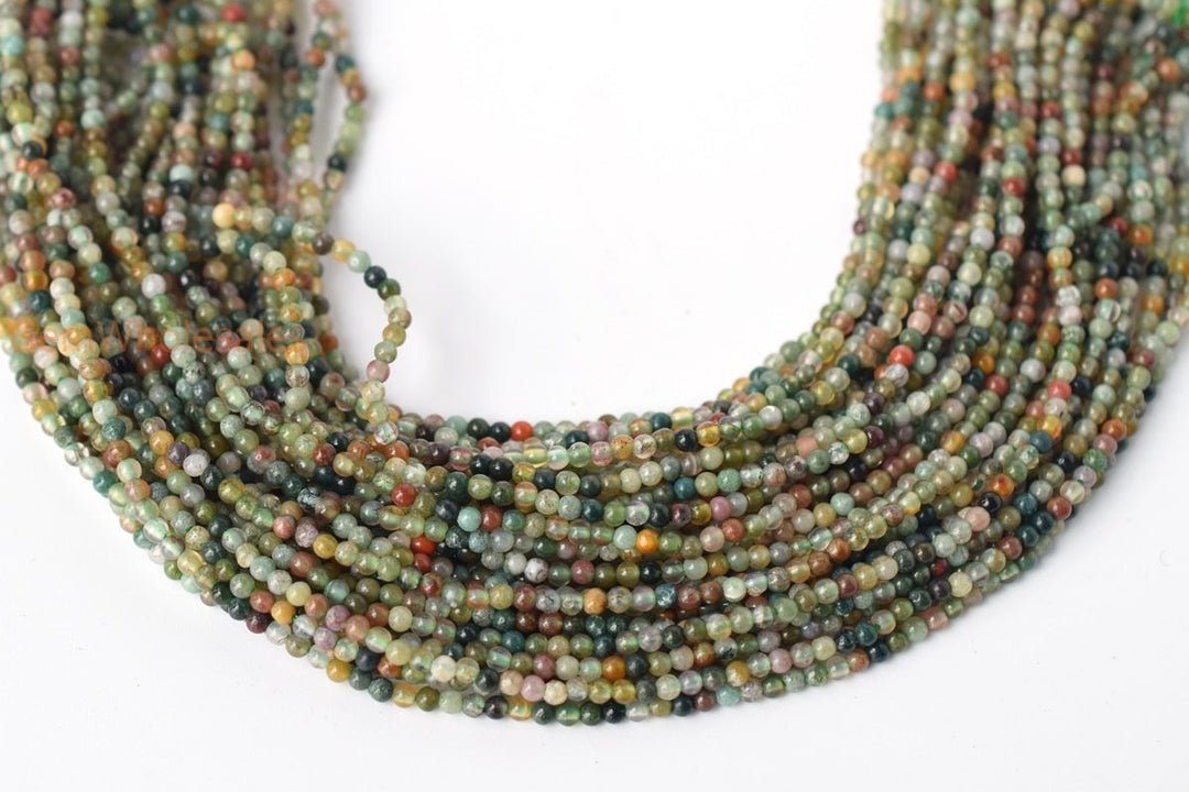 15.5" natural 2mm green Indian agate Round beads Gemstone