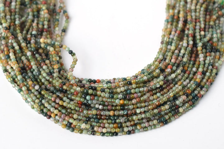 15.5" natural 2mm green Indian agate Round beads Gemstone