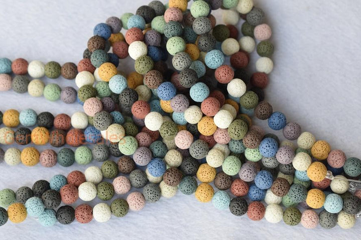 15.5" 8mm/10mm/12mm mix color Lava Round Gemstone beads