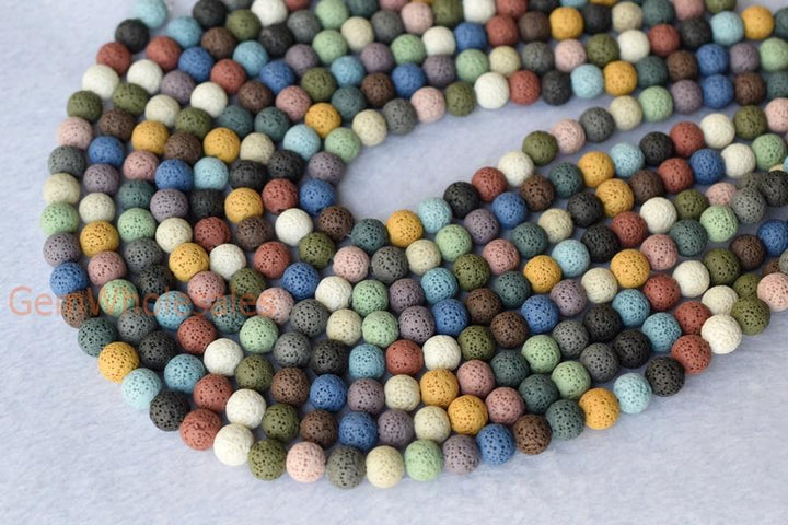 15.5" 8mm/10mm/12mm mix color Lava Round Gemstone beads
