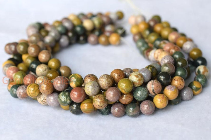 15.5" 6mm/8mm/10mm Natural Ocean jasper round beads, Natural yellow Green gemstone