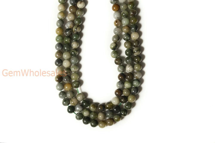 15.5" 6mm/8mm/10mm/12mm green African jade Round beads gemstone