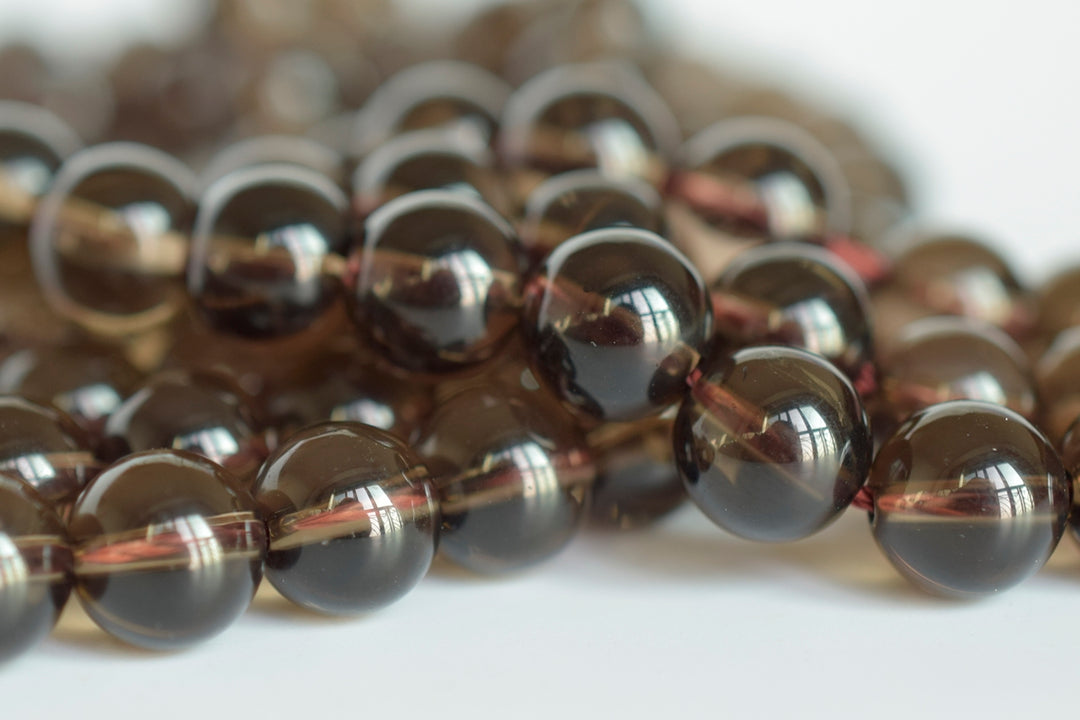 15.5" 4mm Natural genuine Smoky quartz round beads