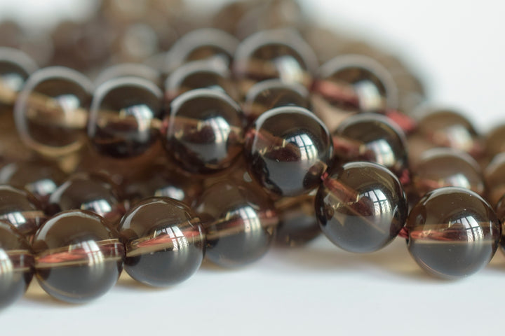15.5" 4mm Natural genuine Smoky quartz round beads