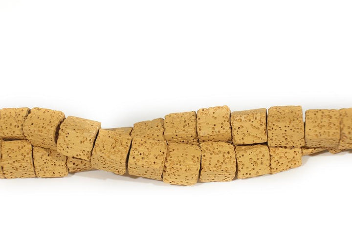 15.5" 8mm/10mm yellow Lava stone Cubic beads