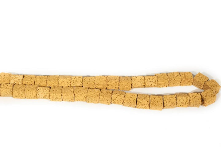 15.5" 8mm/10mm yellow Lava stone Cubic beads