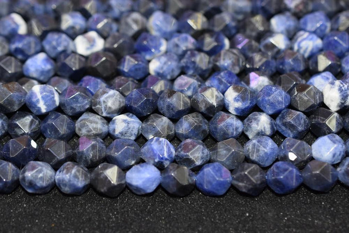 15.5" 8mm/10mm Natural sodalite stone faceted beads, dark blue gemstone