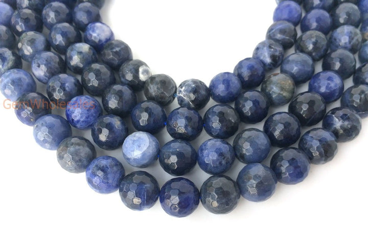 15.5" 10mm Natural sodalite stone 10mm round faceted beads,dark blue gemstone