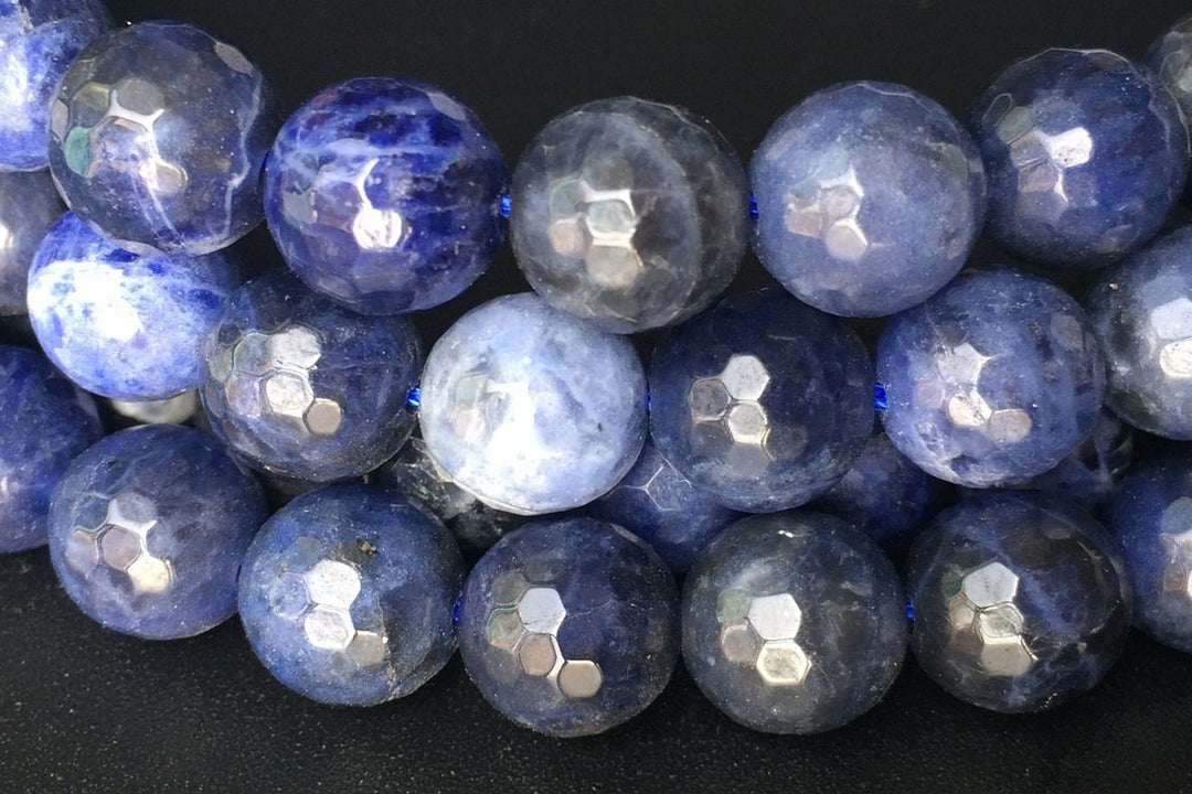 15.5" 10mm Natural sodalite stone 10mm round faceted beads,dark blue gemstone