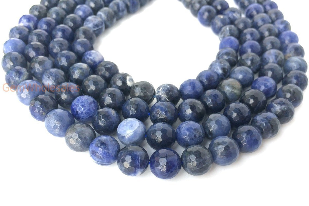 15.5" 10mm Natural sodalite stone 10mm round faceted beads,dark blue gemstone