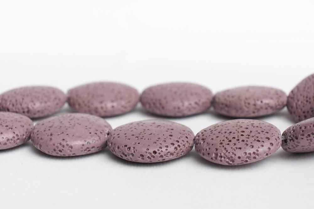 15.5" 20mm/25mm/30mm purple Lava coin Gemstone pendant