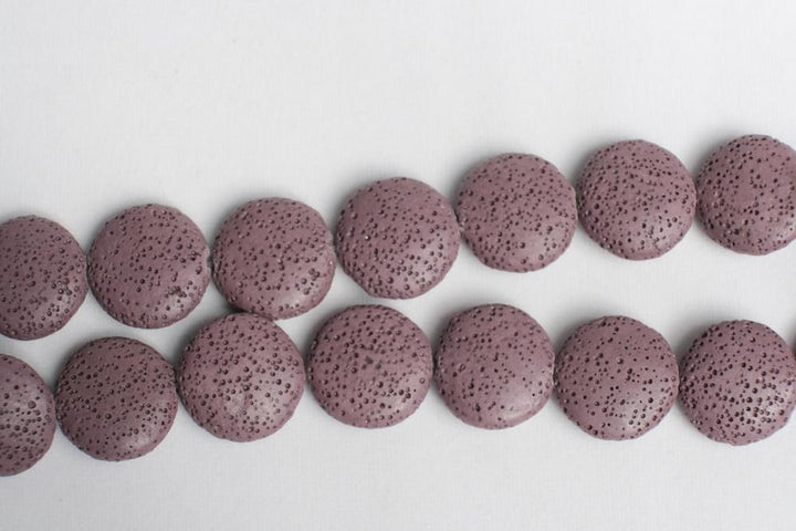 15.5" 20mm/25mm/30mm purple Lava coin Gemstone pendant