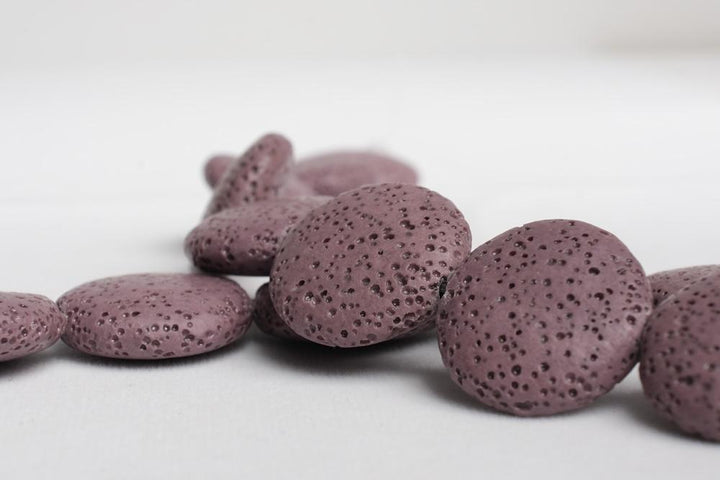 15.5" 20mm/25mm/30mm purple Lava coin Gemstone pendant