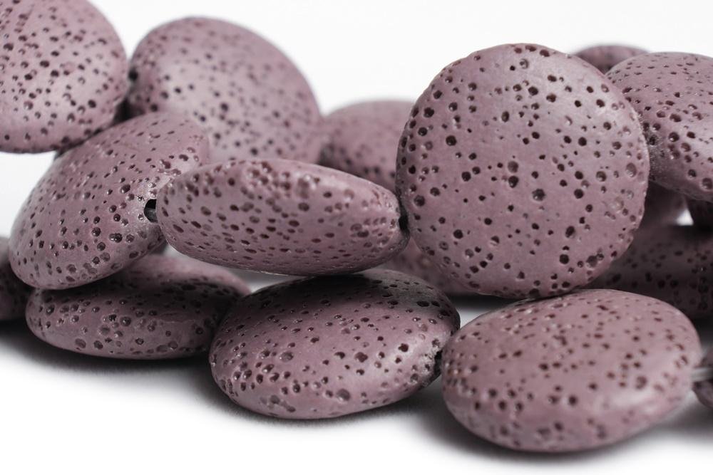 15.5" 20mm/25mm/30mm purple Lava coin Gemstone pendant
