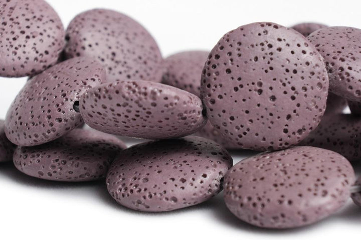15.5" 20mm/25mm/30mm purple Lava coin Gemstone pendant