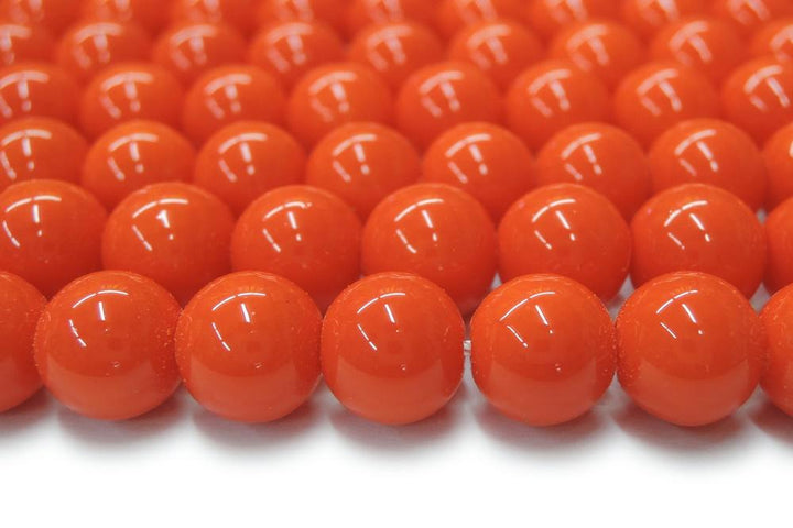 15.5" Glass druk round beads orange 6mm/8mm/10mm/12mm