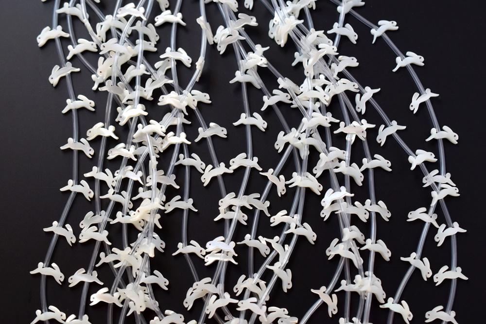 10PCS Natural white MOP Rabbit 9x15mm,mother of pearl