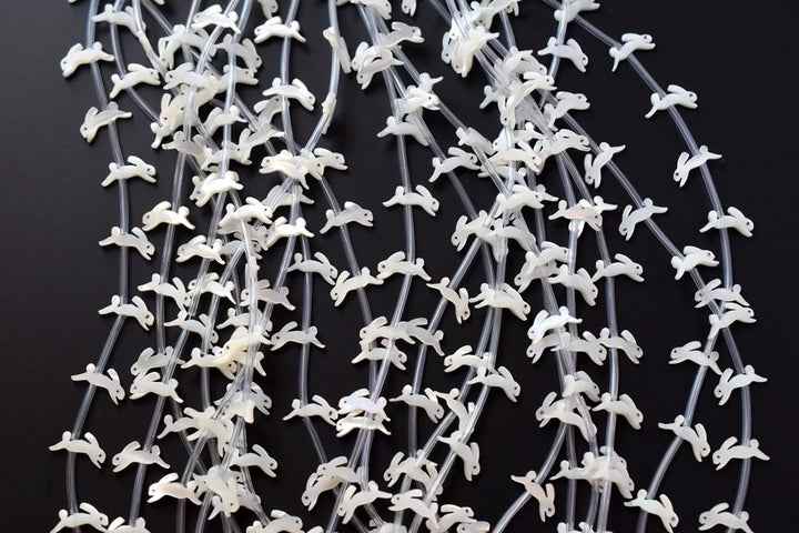 10PCS Natural white MOP Rabbit 9x15mm,mother of pearl