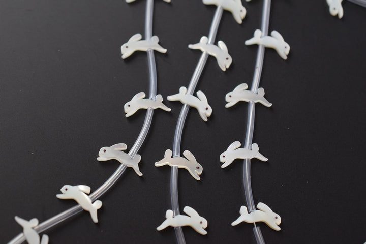 10PCS Natural white MOP Rabbit 9x15mm,mother of pearl