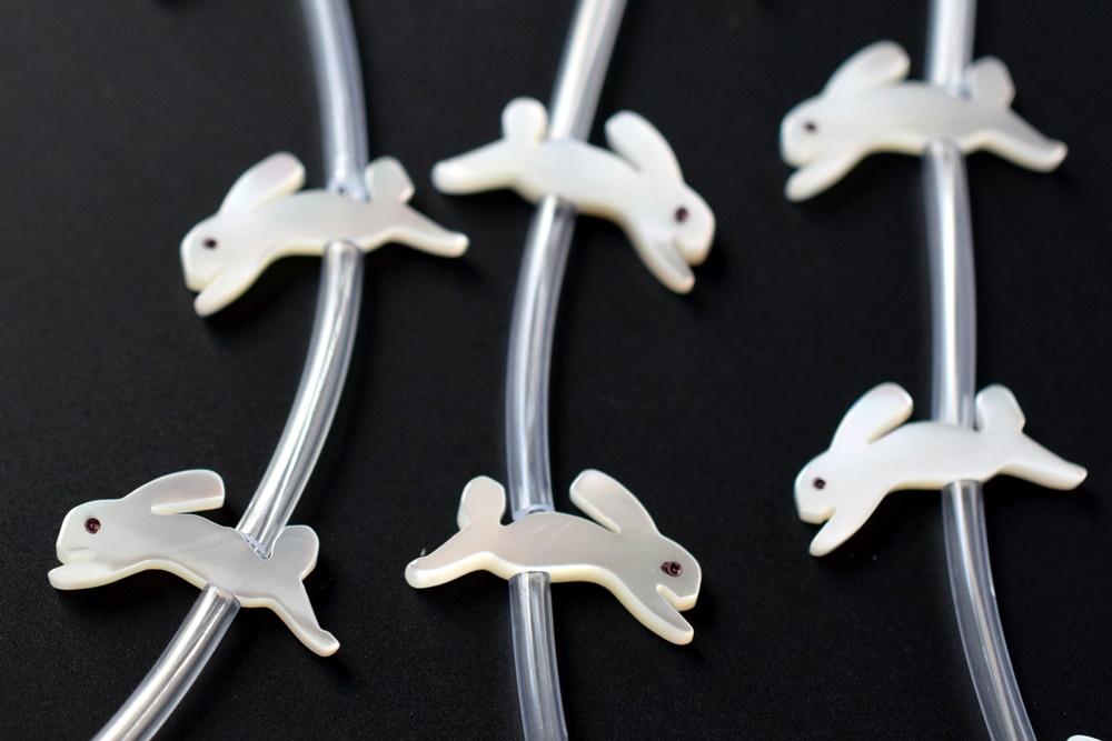 10PCS Natural white MOP Rabbit 9x15mm,mother of pearl