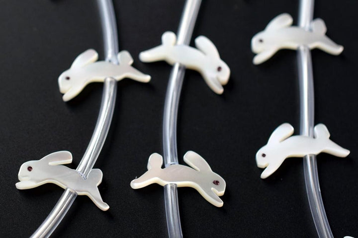 10PCS Natural white MOP Rabbit 9x15mm,mother of pearl