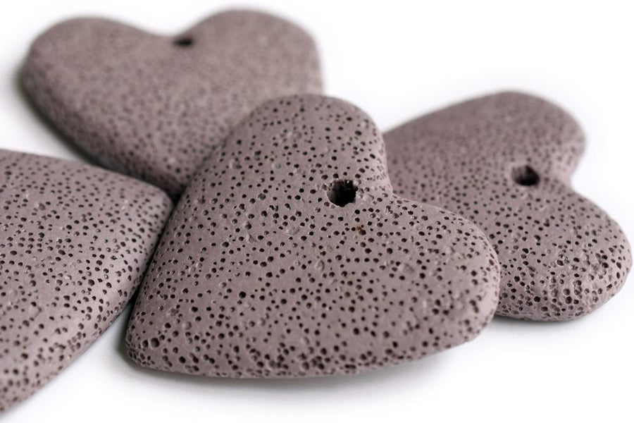 4PCS 48x50mm purple Lava Heart Gemstone pendant