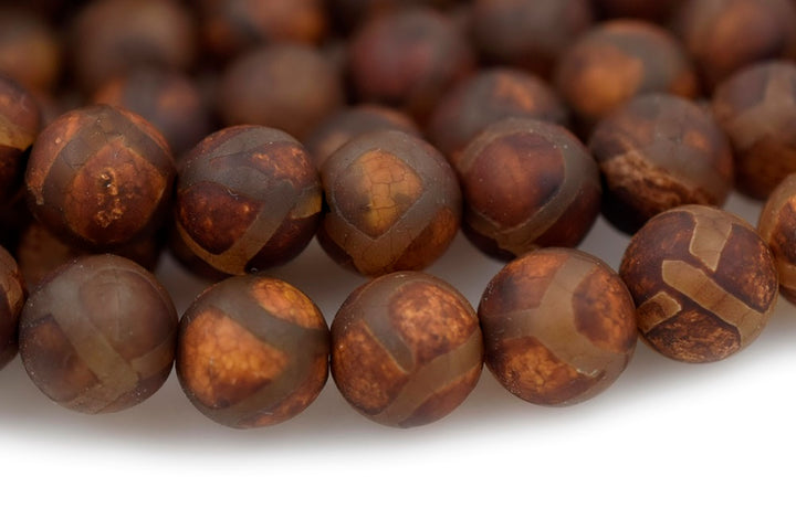 14.5" Antique Brown Bulk tibetan Dzi agate round beads 8mm/10mm/12mm