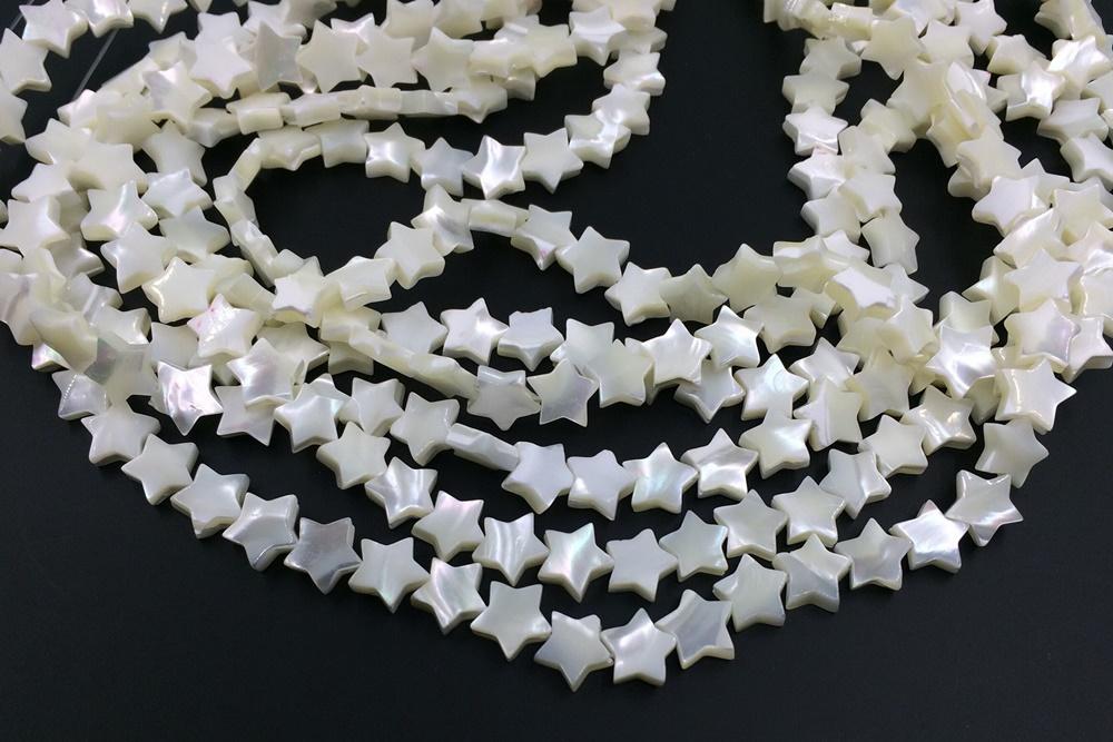 15.5" 8mm/10mm Natural white MOP star shape,mother of pearl,white color shell