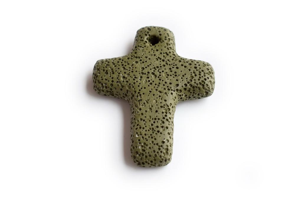 4PCS 50x65mm green Lava cross Gemstone pendant