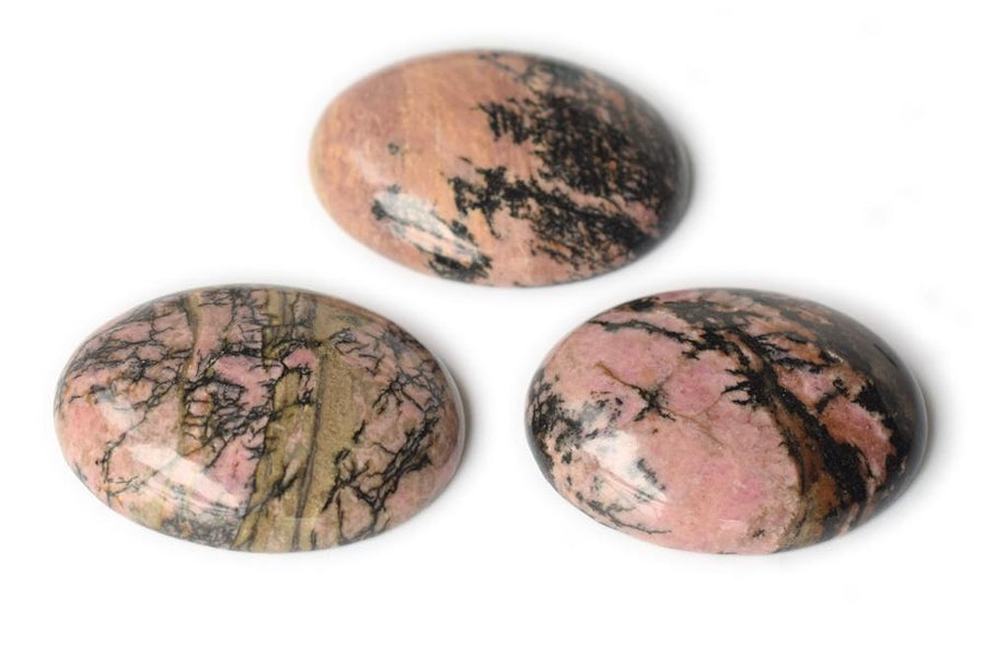 30x40mm Natural Rhodonite plain cabochon, oval gemstone pendant, black line rhodonite pendant