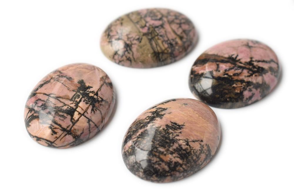 30x40mm Natural Rhodonite plain cabochon, oval gemstone pendant, black line rhodonite pendant