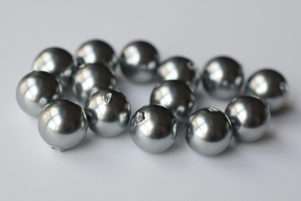 20PCS Half hole 8mm/10mm Luster silver grey Shell pearl round beads ,shell core pearl,TYH10