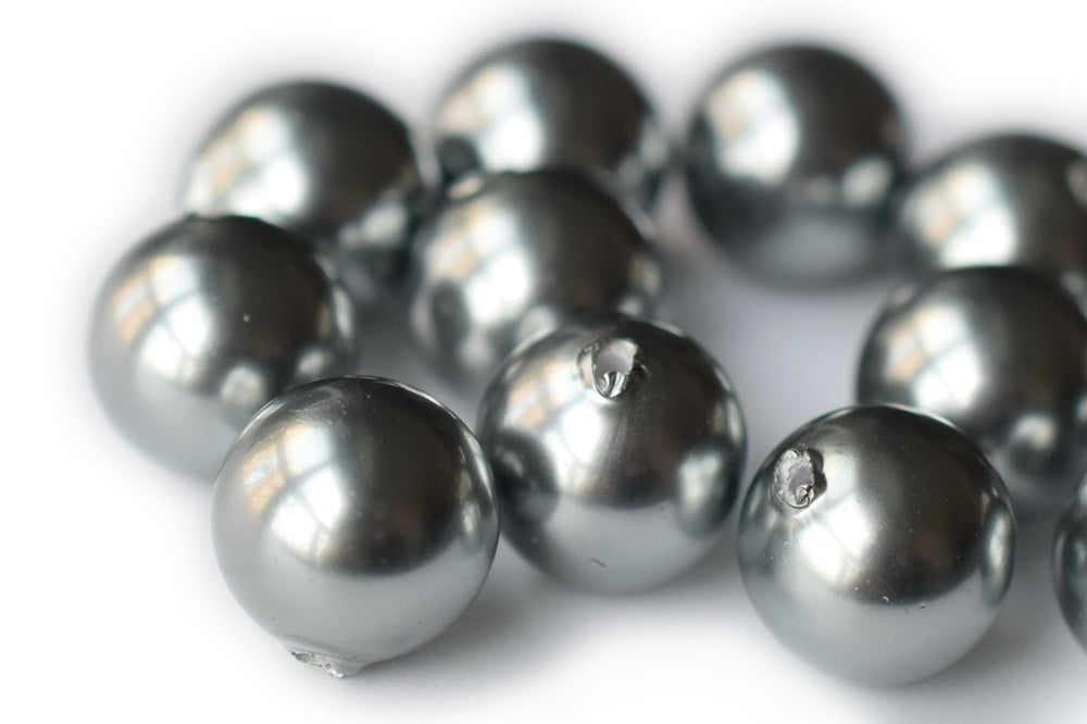 20PCS Half hole 8mm/10mm Luster silver grey Shell pearl round beads ,shell core pearl,TYH10