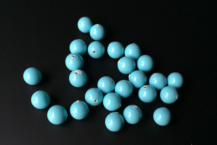 20PCS Half hole 8mm/10mm Light blue Shell pearl round beads ,shell core pearl,TYH12