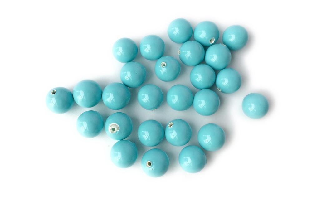 20PCS Half hole 8mm/10mm Light blue Shell pearl round beads ,shell core pearl,TYH12