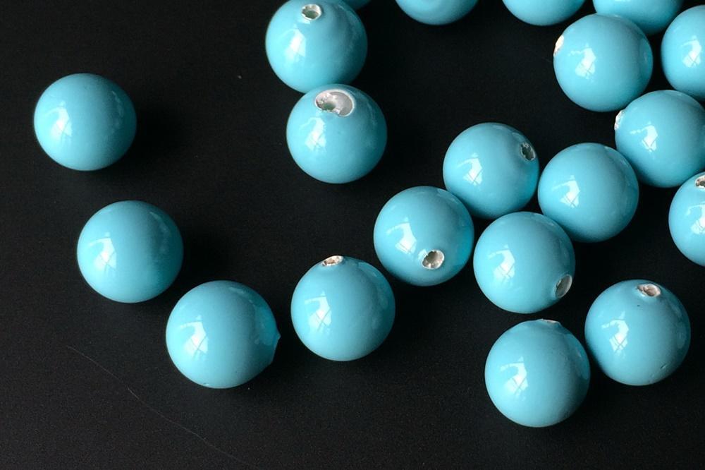 20PCS Half hole 8mm/10mm Light blue Shell pearl round beads ,shell core pearl,TYH12