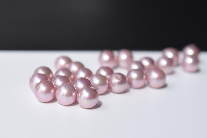 20PCS Half hole 8mm/10mm Luster light purple Shell pearl round beads ,shell core pearl, TYH7