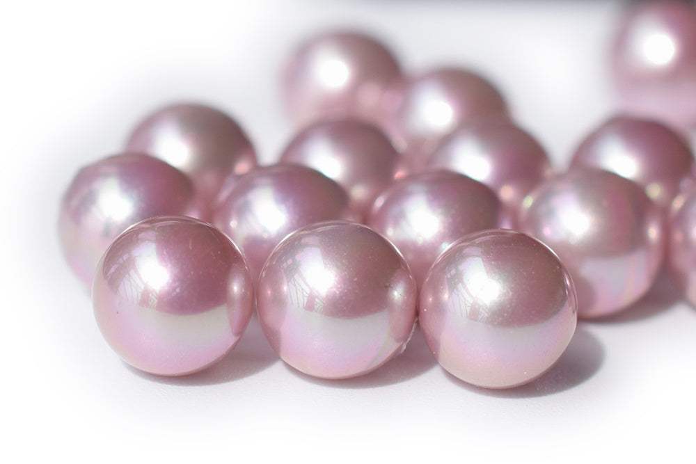 20PCS Half hole 8mm/10mm Luster light purple Shell pearl round beads ,shell core pearl, TYH7