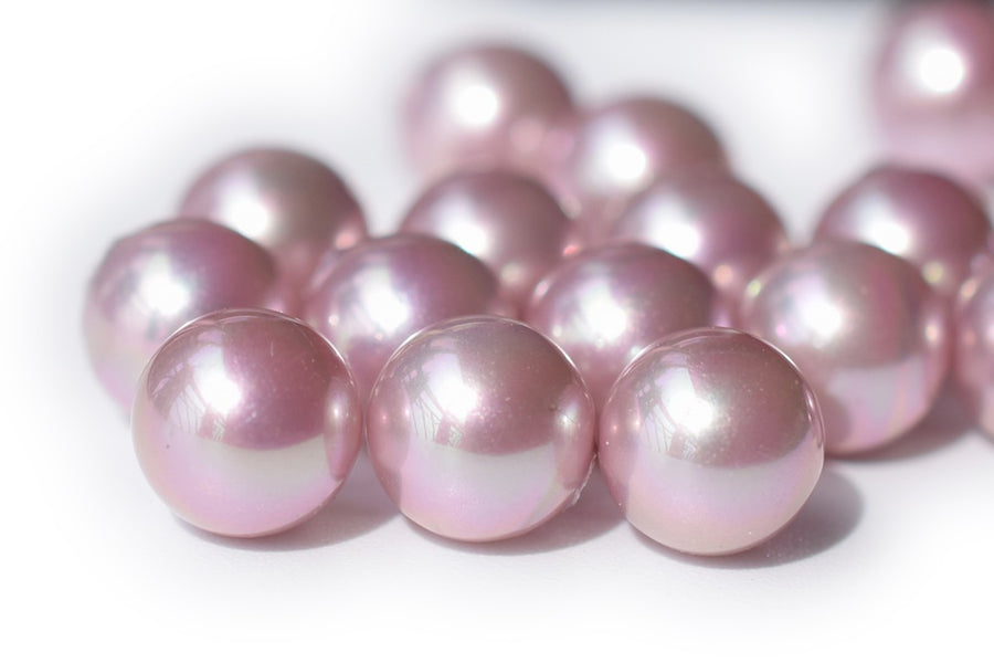 20PCS Half hole 8mm/10mm Luster light purple Shell pearl round beads ,shell core pearl, TYH7